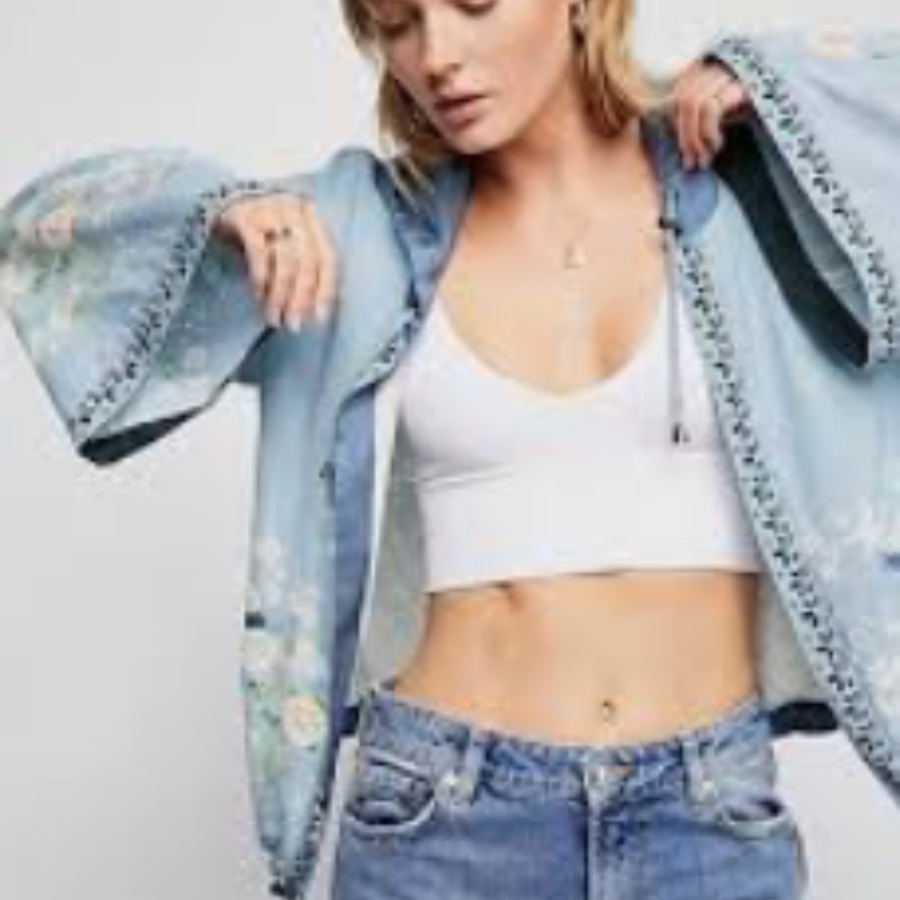 FREE PEOPLE Maple Kimono Bomber | Dust Blue Combo